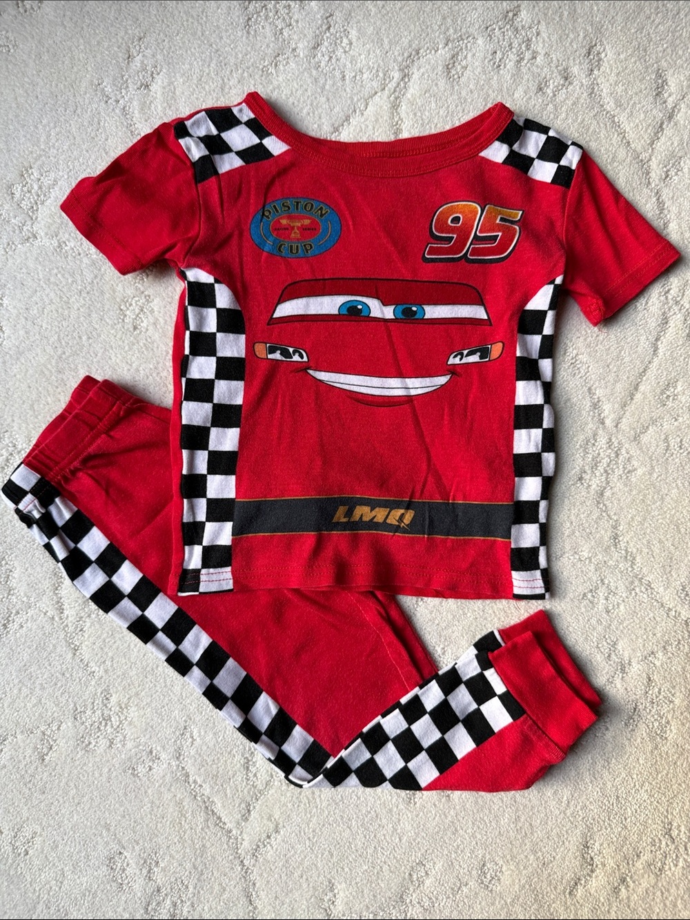 5T Red Lighting McQueen Pajama Set with Racing Car Print, Used